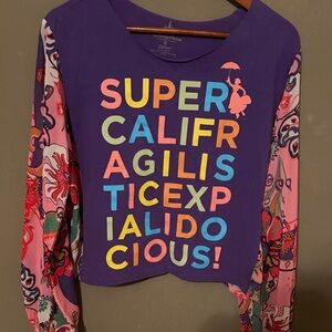 Disney parks xl hanes sheer sleeve crop top xl bin A 1